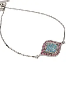 CORSICA Women Brass Enamelled Silver-Plated Charm Bracelet