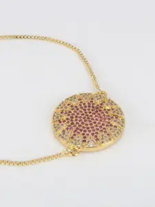 CORSICA Women Brass Cubic Zirconia Gold-Plated Charm Bracelet