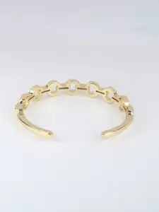 CORSICA Women Brass Cubic Zirconia Gold-Plated Cuff Bracelet