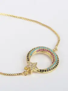 CORSICA Women Brass Cubic Zirconia Gold-Plated Charm Bracelet