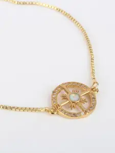 CORSICA Women Brass Cubic Zirconia Gold-Plated Charm Bracelet