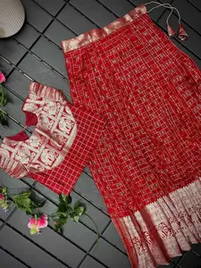 FASHION STROM Girls Woven Design Round Neck Lehenga & Choli