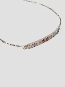 CORSICA Women Brass Cubic Zirconia Silver-Plated Charm Bracelet