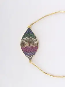 CORSICA Women Brass Cubic Zirconia Gold-Plated Charm Bracelet