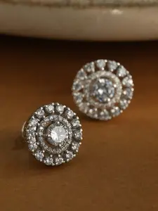PALMONAS 92.5 Sterling Silver Sparkling Round Cubic Zirconia Studs Earrings