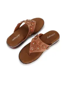 ORTHO JOY Women Brown Flip Flops