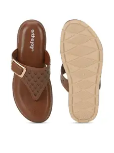 ORTHO JOY Women Brown Flip Flops