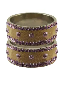 Vidhya Kangan Dark Cream Stone Stud Brass Bangle