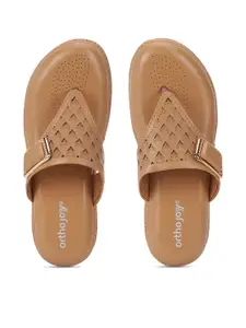 ORTHO JOY Women Beige Flip Flops