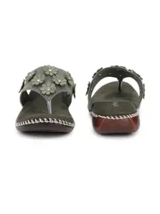 ORTHO JOY Women Green Flip Flops