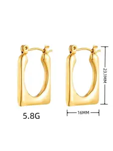 Estailo fashion Gold-Plated Square Shaped Hoop Earrings