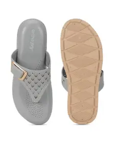ORTHO JOY Women Grey Flip Flops