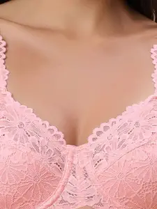 Soie Women Non-Padded Underwire Lacy Bra With Mid Rise Brief Set SET FB-611/ 1611 CRSTAL-R