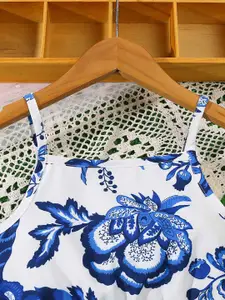 INCLUD Girls Printed Shoulder Straps Top With Shorts