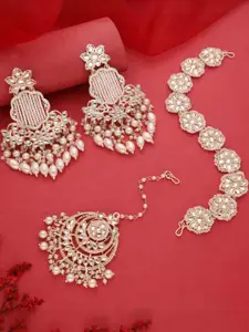 Anouk Gold-Plated Earring & Maang Tikka Set