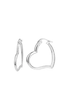 LeCalla 925 Sterling Silver Plated Heart Shape Hoop Earrings