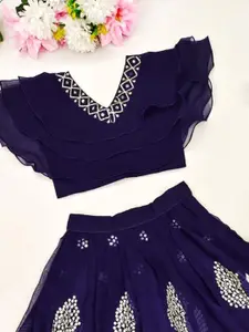 BAESD Girls Embellished Thread Work Ready to Wear Lehenga &