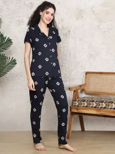 Boston Club Women Abstract Printed Night suit