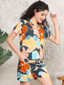 Boston Club Women Printed Night suit With Shirt With Short