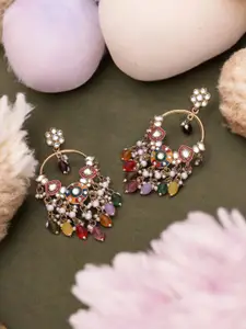 Anouk Gold-Plated Pearls Beaded Contemporary Drop Earrings