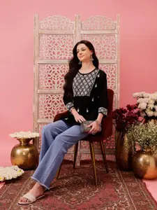 ADA Women Ethnic Motifs Embroidered Thread Work Kurti