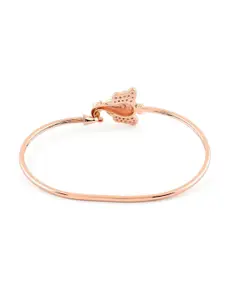 AMI Women Brass Cubic Zirconia Rose Gold-Plated Kada Bracelet