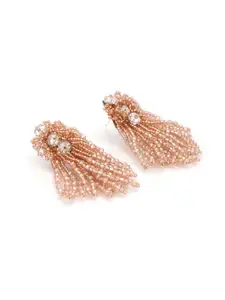 D'oro Gold-Plated Contemporary Artificial Beaded Drop Earrings