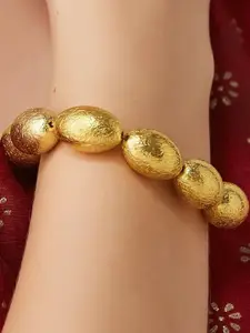 Anouk Sangria Set of 3  Gold Plated & Round Shaped -Textured Bangles