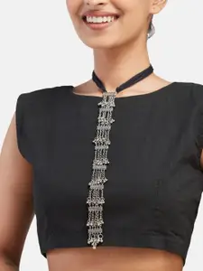 Anouk Sangria German silver plated &white stone studded beaded layered necklace