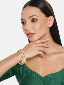 Anouk Set of 4  Gold Plated & Pearl Stone Studded Bangles