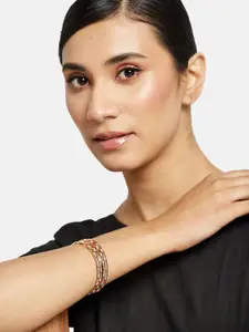 Anouk Set of 2 Rose Gold Plated & White American Diamond Stone Studded Bangles