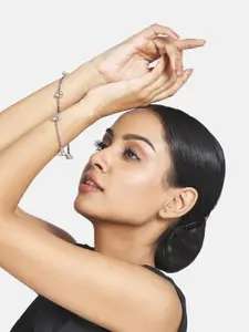 Anouk Sangria Set of 24 German Silver Plated & Ghunghroo Stone Studded & Textured Bangles