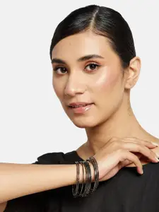 Anouk Sangria Set of 24 Charcoal Plated & Textured Bangles