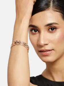 Anouk Set of 4 Gold Plated & Ad stone Studded Bnagles Set