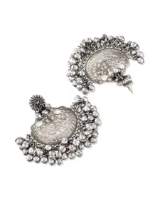 Anouk Sangria German Silver Silver Plated Oxidised Crescent Shaped Chandbalis