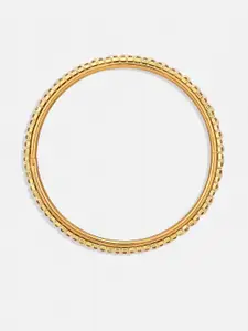 Anouk Set of 2 Copper-Plated & Pearl Stone-Studded Textured Bangles