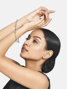 Anouk Sangria Set of 24 German Silver Plated & Ghunghroo Stone Studded & Textured Bangles