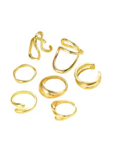 Niska Set Of 7 Gold-Plated Adjustable Finger Ring