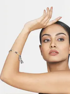 Anouk Sangria Set of 2 German Silver Plated & Floral Shaped  Bangle set with jhumki drop