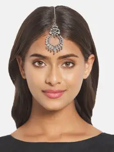 Anouk Sangria Set of 3 German Silver Plated & Ghunghroo Studded Maangtikka & Bangles