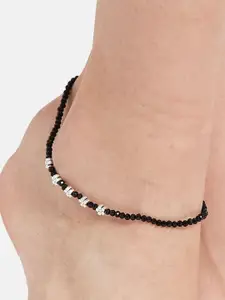 Anouk Silver-Plated set of 3 Artificial Stones and Beads Anklet for women
