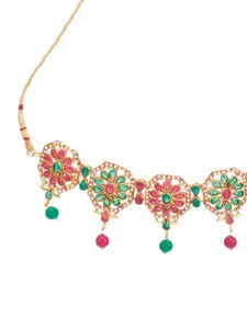 Anouk Gold-Plated Artificial Stone Studded & Beaded Choker Necklace