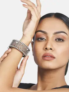 Anouk Sangria Set of 2 German Silver Plated & Floral Shaped Kada Bangle set