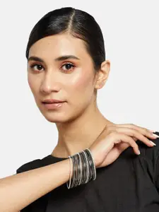 Anouk Sangria German Silver Plated & Stone Studded Set of 22 Handcrafted Metal Bangles