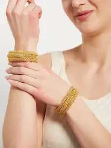 Anouk Gold-Plated Set of 6 Intricate Textured Floral Inspired exquisite Handcrafted Bangles