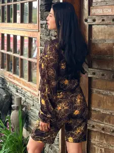 TANDUL Floral Printed Sweatshirt With Shorts Co-Ords