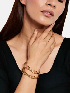 Anouk Set of 2 Gold Plated & Kundan Stone studded Dual toned Bangles & Ring