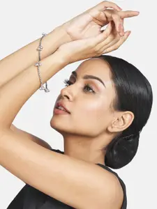 Anouk Sangria set of 5 german silver plated & floral ghunghroo bangles-Chandbalis