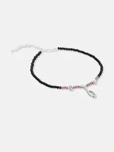 Anouk Set Of 2 Silver-Plated Studded And Beaded Anklet