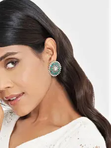 Anouk Sangria Set Of 2 German Silver Silver Plated Artificial Stones Studded Circular Studs